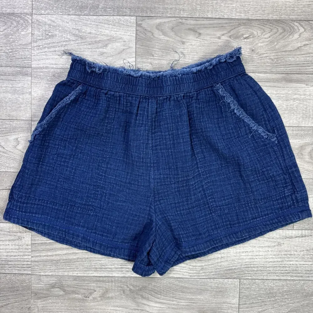 Aerie Gauzy High Waisted Shorts Pull On Stretch Dark Blue sz S - Picture 1 of 5